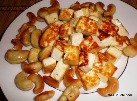fried paneer and cashews